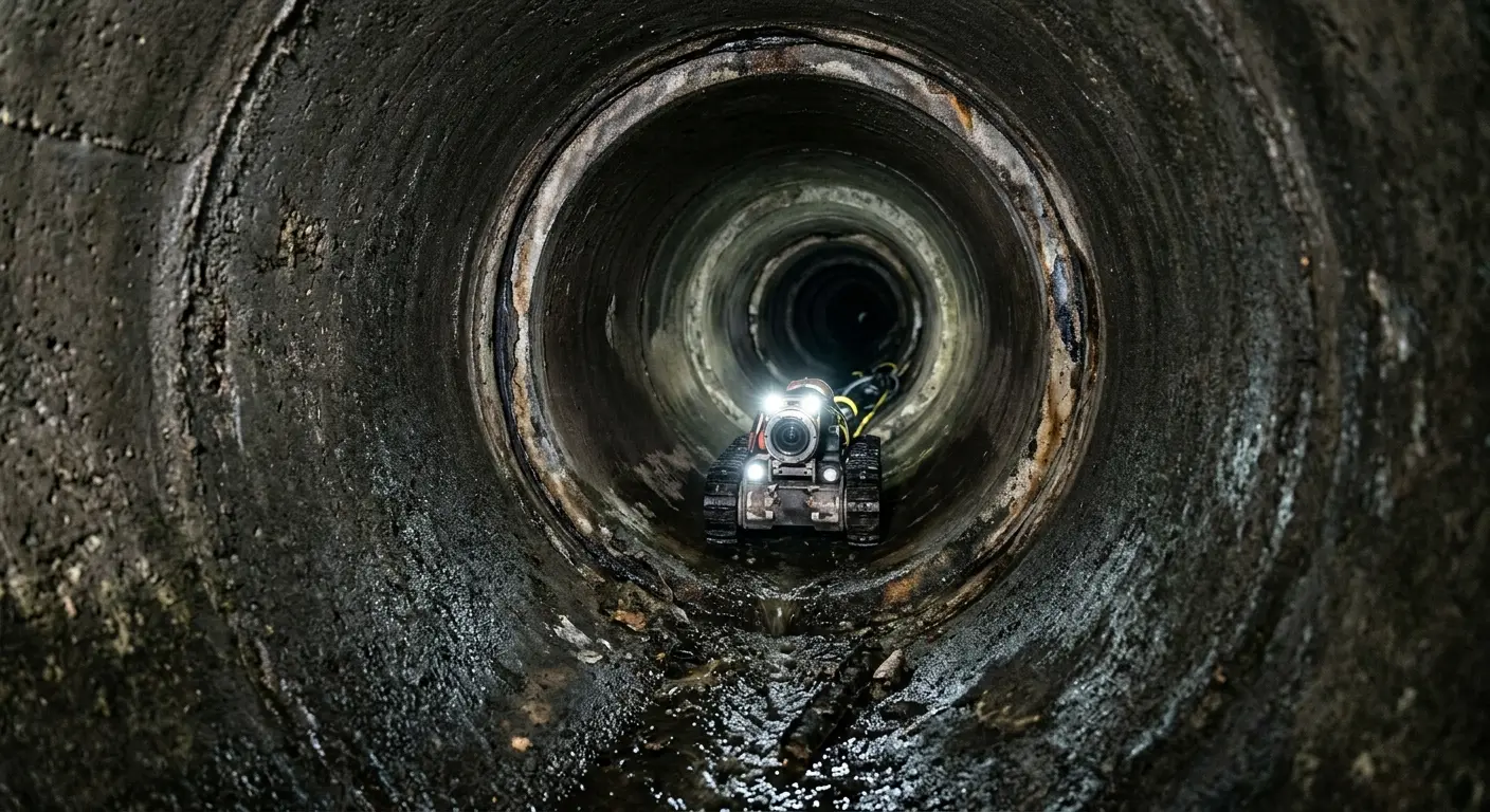 Robotic sewer camera inspecting pipe interior for Drain Snake Service in Progreso